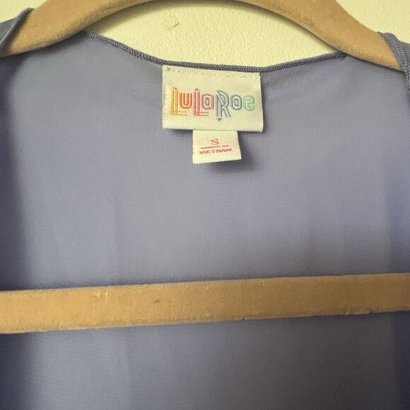 LuLaRoe NWT Monroe Sm Kimono Solid Lavender W/Salmon Friend Women Sheer Cover Up - Picture 6 of 12